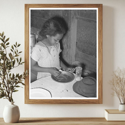 Daughter of Tenant Farmer Eating Dinner in 1939 Oklahoma