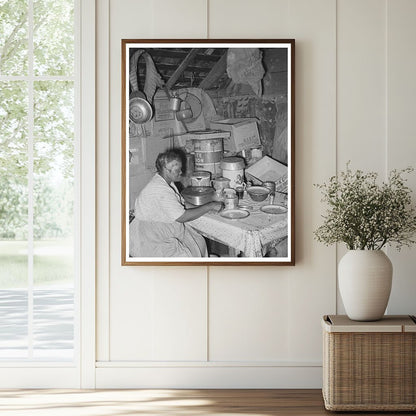 Farm Owner in Kitchen Oklahoma June 1939 Vintage Photo