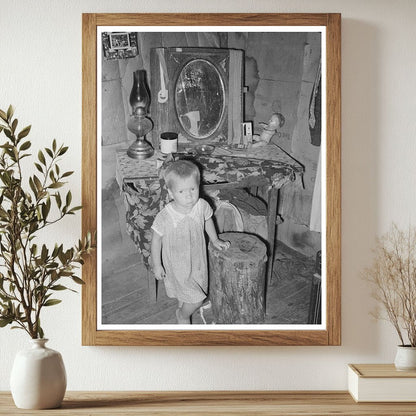 Child at Dressing Table in Modest Shack Vian Oklahoma 1939