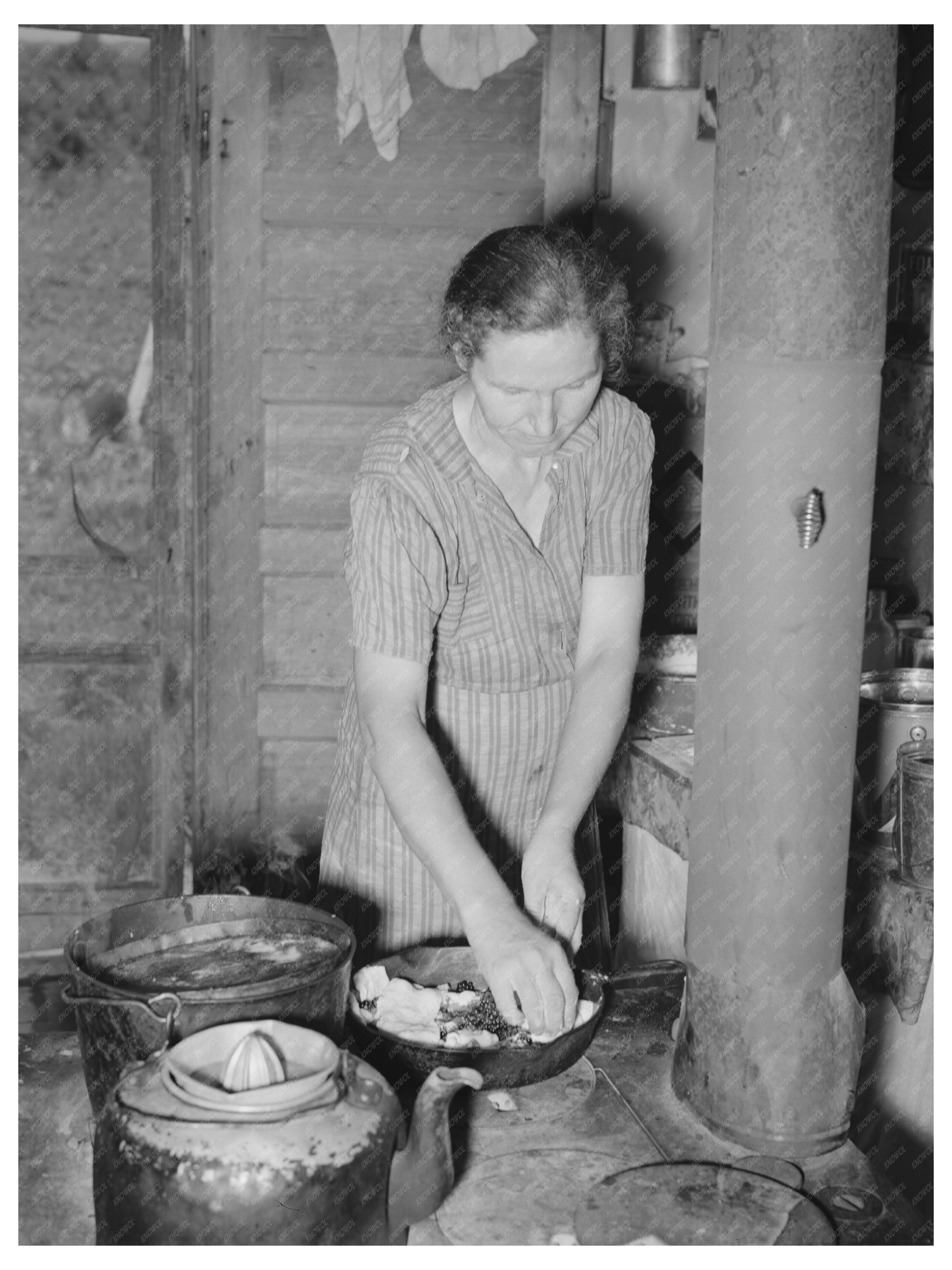 Wife of Farmer Prepares Blackberry Pie June 1939