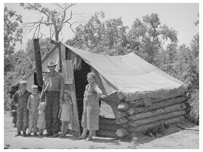 Vintage Family Outside Tent Home Sallisaw Oklahoma 1939
