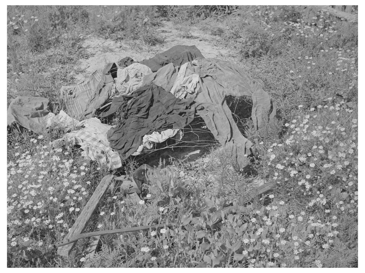 Vintage Clothes Drying on Fence Oklahoma June 1939