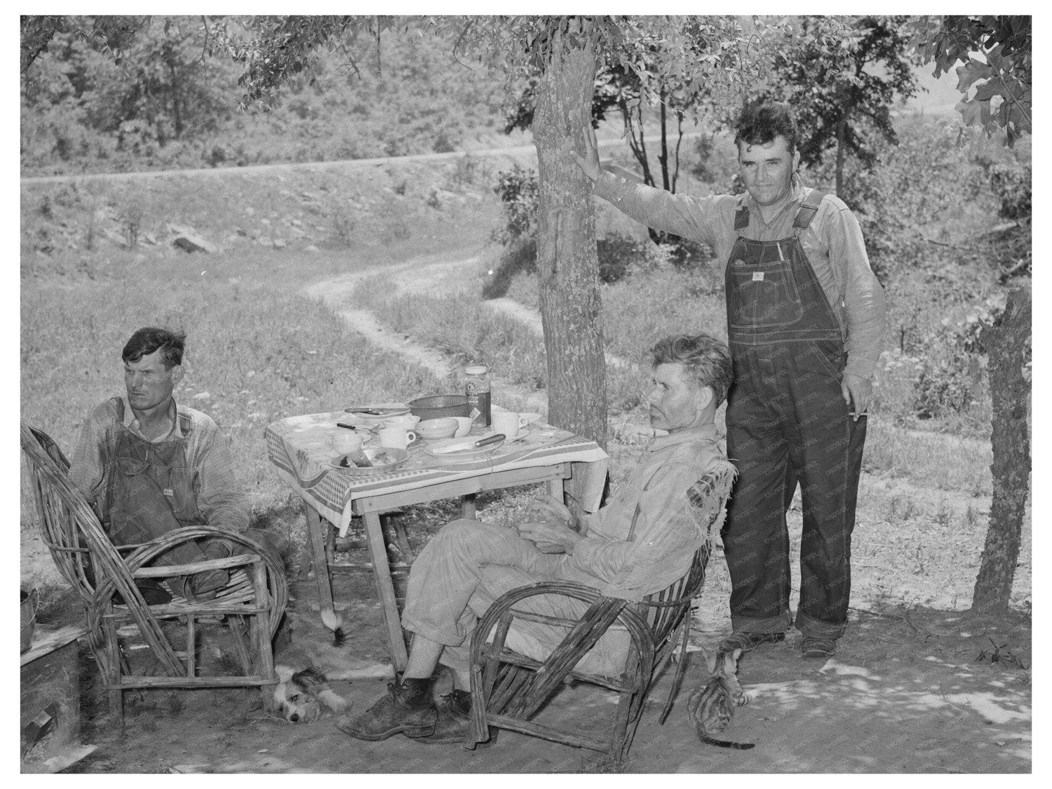 Farmers Visiting Elderly Couple in Tent Oklahoma 1939