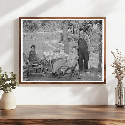 Farmers Visiting Elderly Couple in Tent Oklahoma 1939
