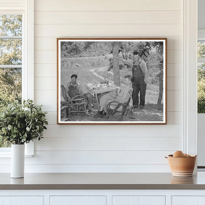 Farmers Visiting Elderly Couple in Tent Oklahoma 1939