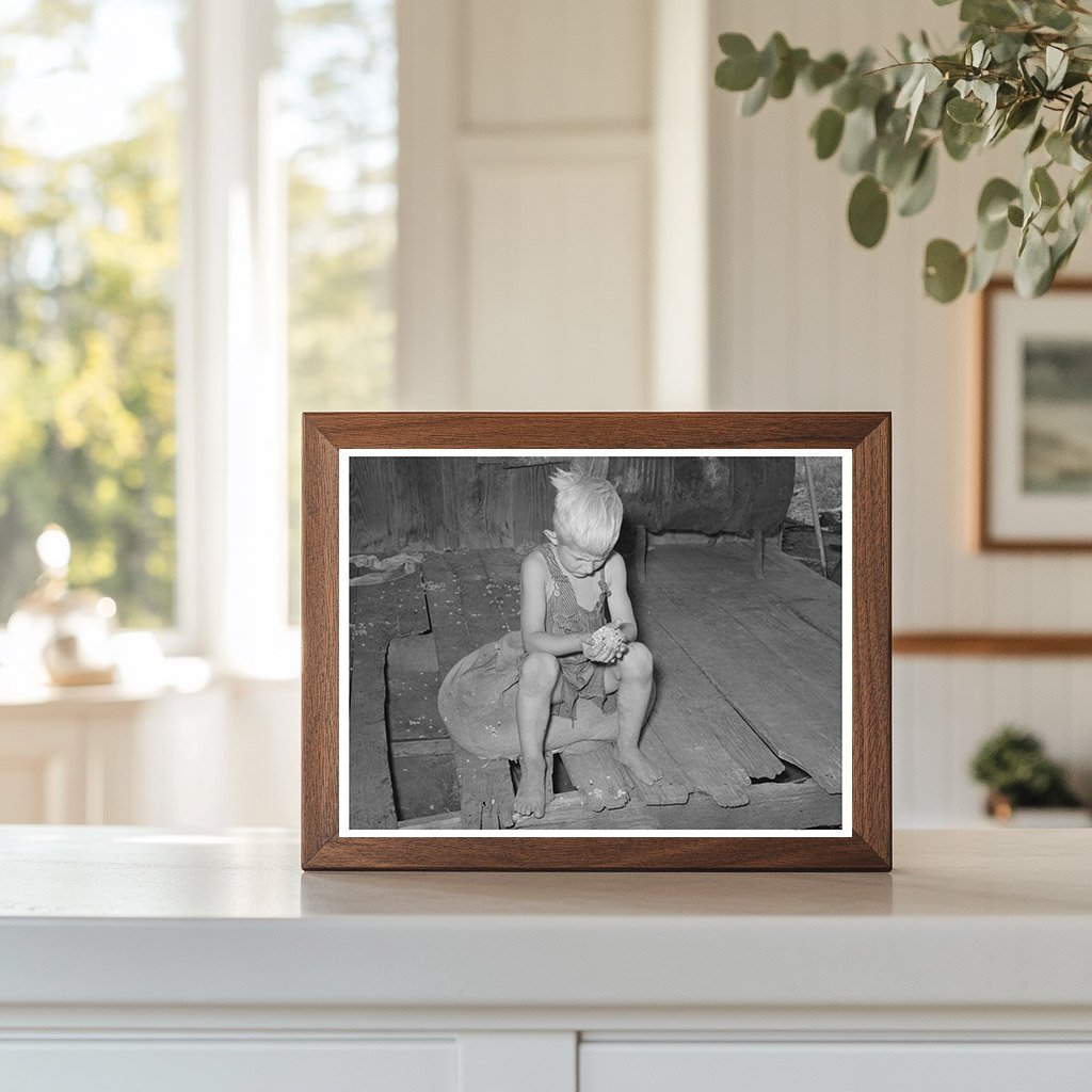 Young Boy Examines Cotton Seeds Muskogee County Oklahoma 1939