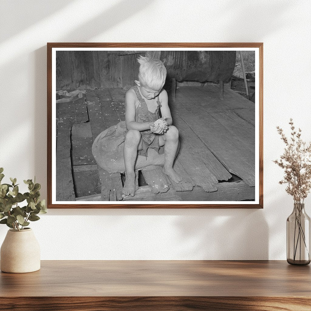 Young Boy Examines Cotton Seeds Muskogee County Oklahoma 1939