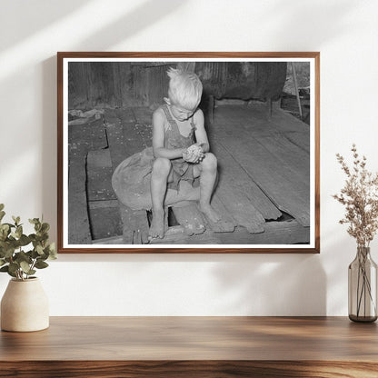 Young Boy Examines Cotton Seeds Muskogee County Oklahoma 1939