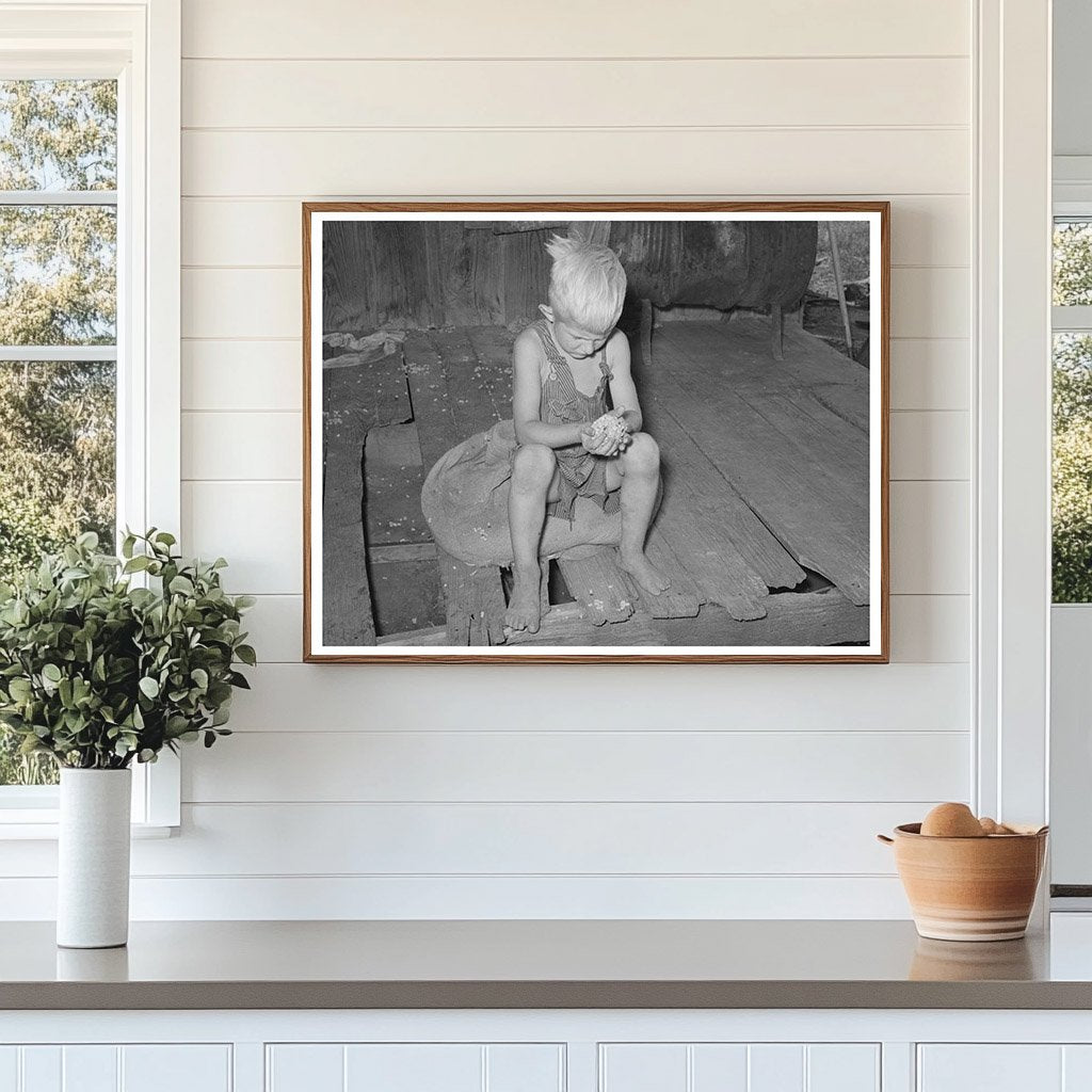 Young Boy Examines Cotton Seeds Muskogee County Oklahoma 1939