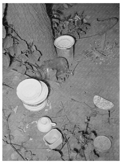 Vintage 1939 Image of Dishes at Elmer Thomas Homestead