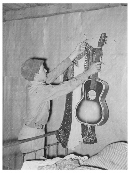 Migrant Boy with Guitar Near Muskogee Oklahoma 1939