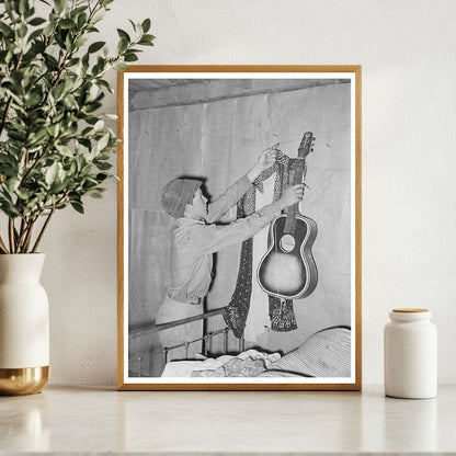 Migrant Boy with Guitar Near Muskogee Oklahoma 1939