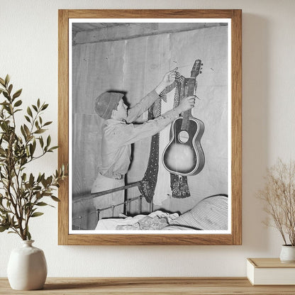 Migrant Boy with Guitar Near Muskogee Oklahoma 1939