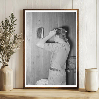 Migrant Boy Combing Hair at Home Muskogee Oklahoma 1939