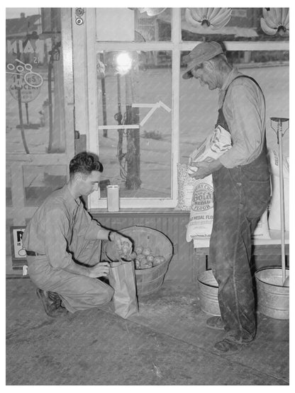 Migrant Man Buying Potatoes in Henryetta Oklahoma 1939