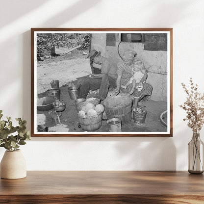Family Sorting Overripe Fruit in Oklahoma City 1939