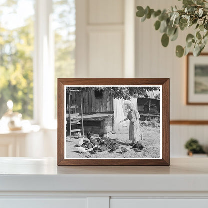 Woman Feeding Chickens on Tenant Farm Oklahoma 1939