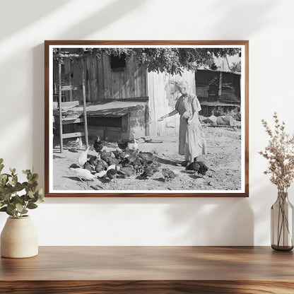 Woman Feeding Chickens on Tenant Farm Oklahoma 1939