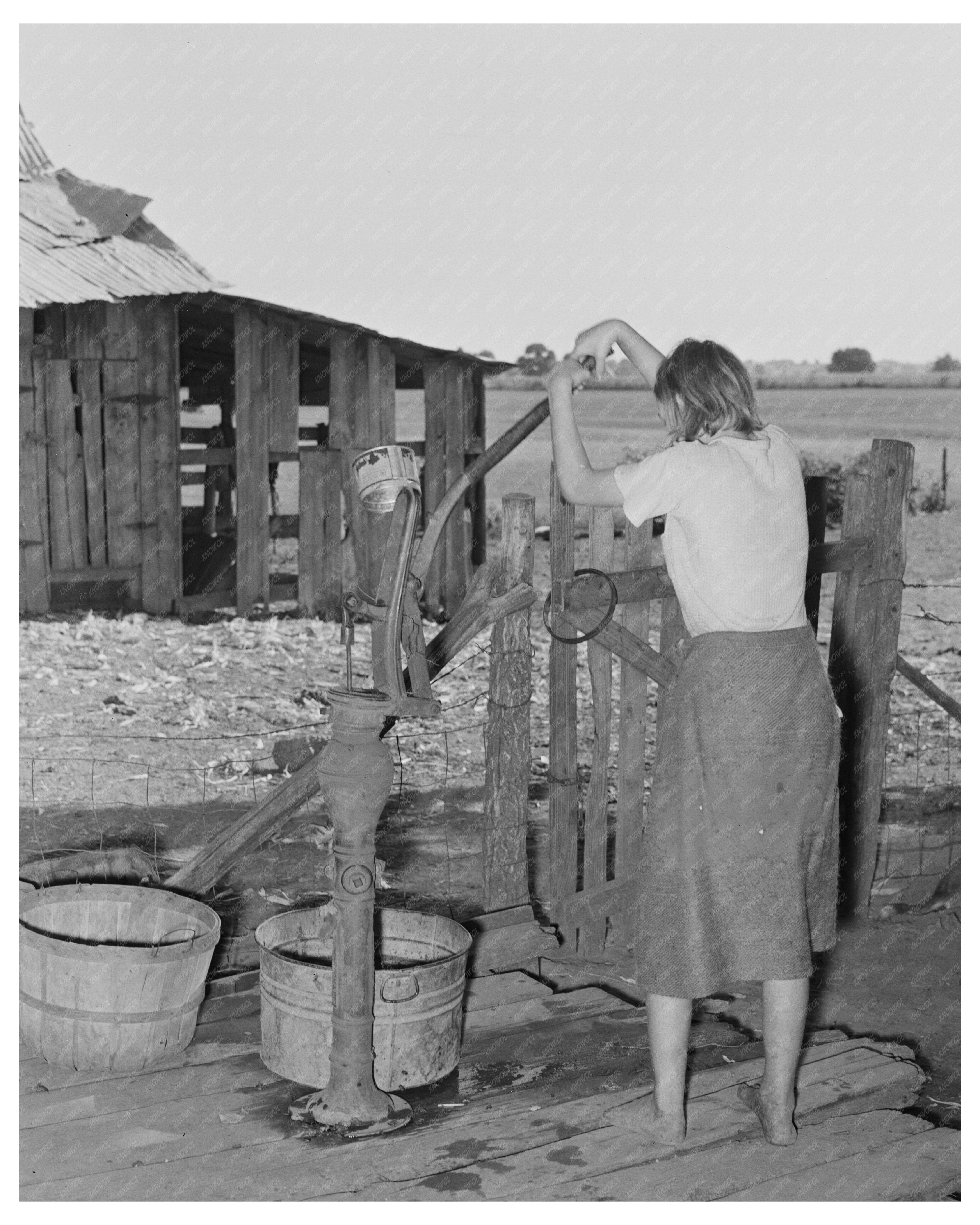 Muskogee Oklahoma Sharecroppers Daughter Water Pump 1939