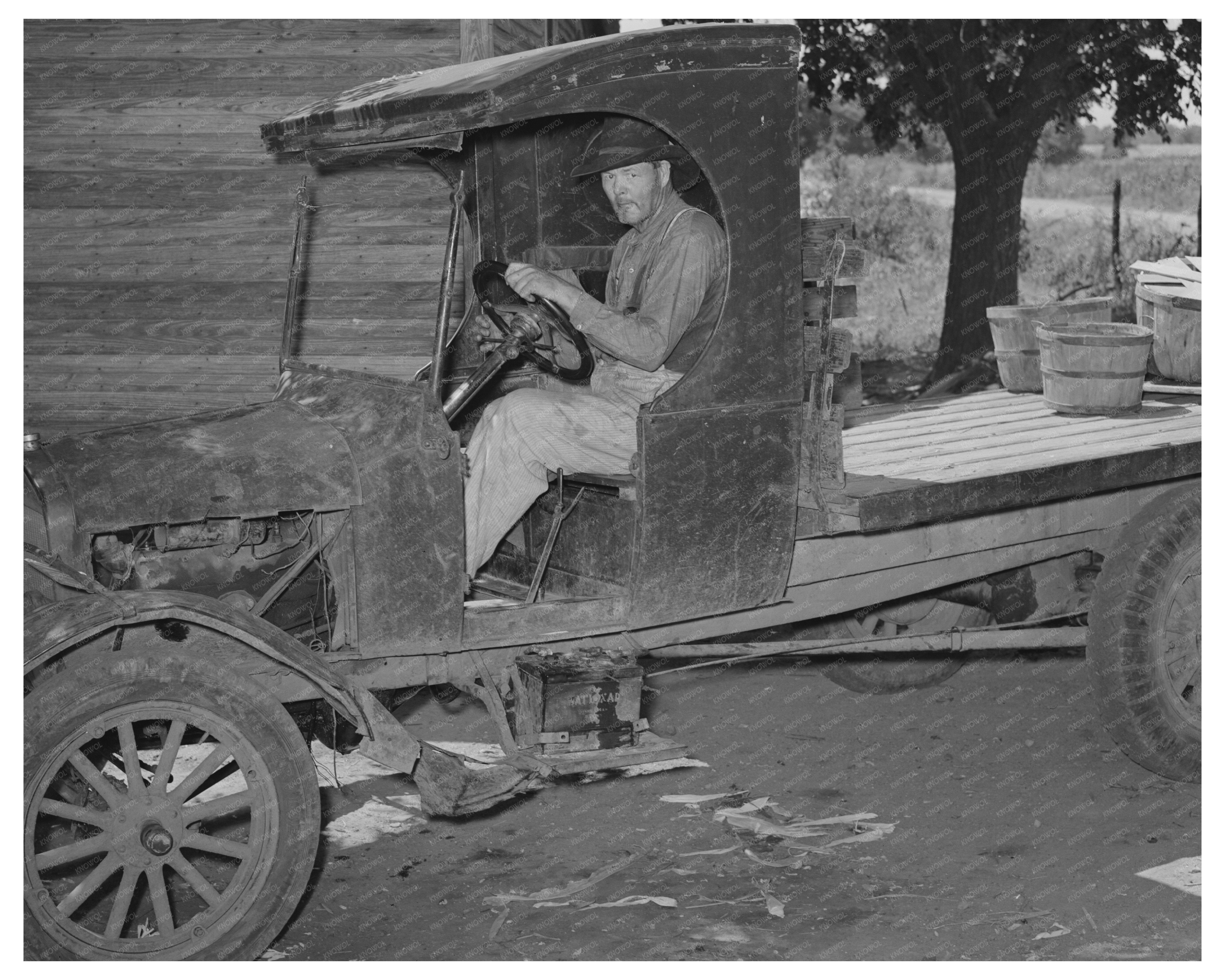 Tenant Farmer in Truck Muskogee Oklahoma July 1939