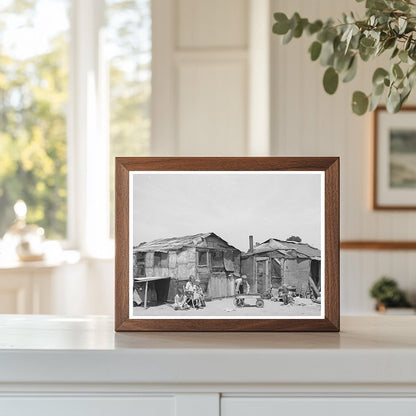 Family Outside Shack Home in Mays Avenue Camp 1939