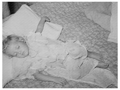 1939 Vintage Photo of Young Girl Sleeping in Oklahoma Camp