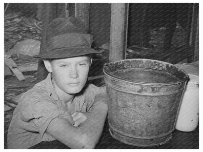 Boy at Table in Oklahoma City Shack July 1939