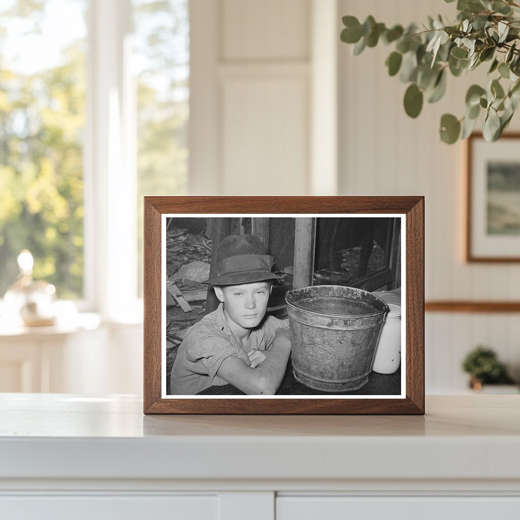 Boy at Table in Oklahoma City Shack July 1939