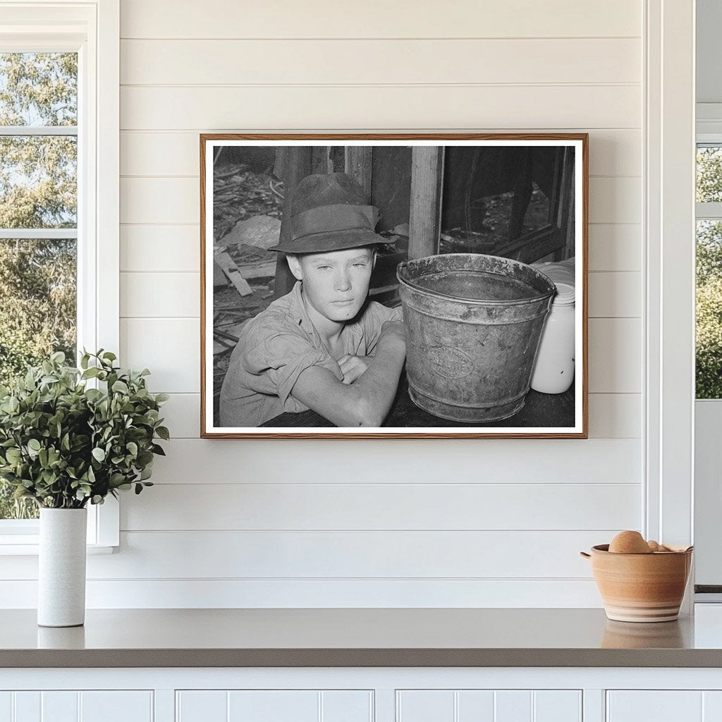 Boy at Table in Oklahoma City Shack July 1939
