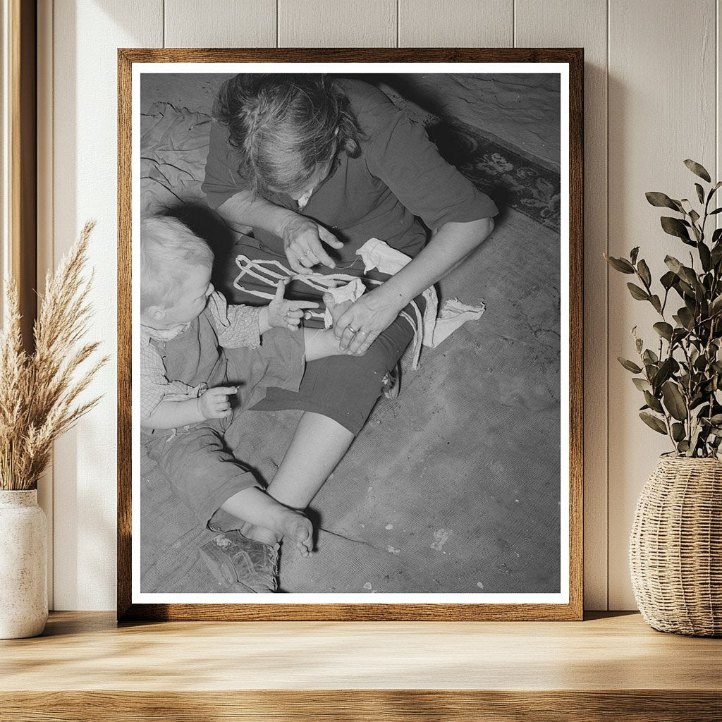 Mother Cares for Sons Injured Toe July 1939 Oklahoma City