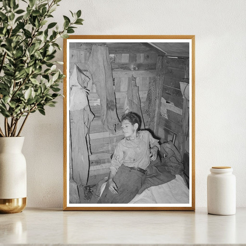 Young Boy in Shack Home Oklahoma City July 1939