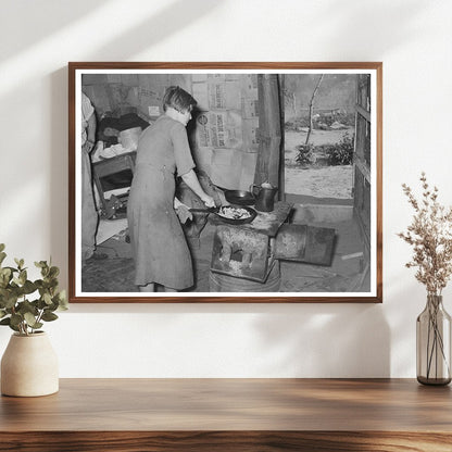 Woman Prepares Breakfast in Mays Avenue Camp 1939