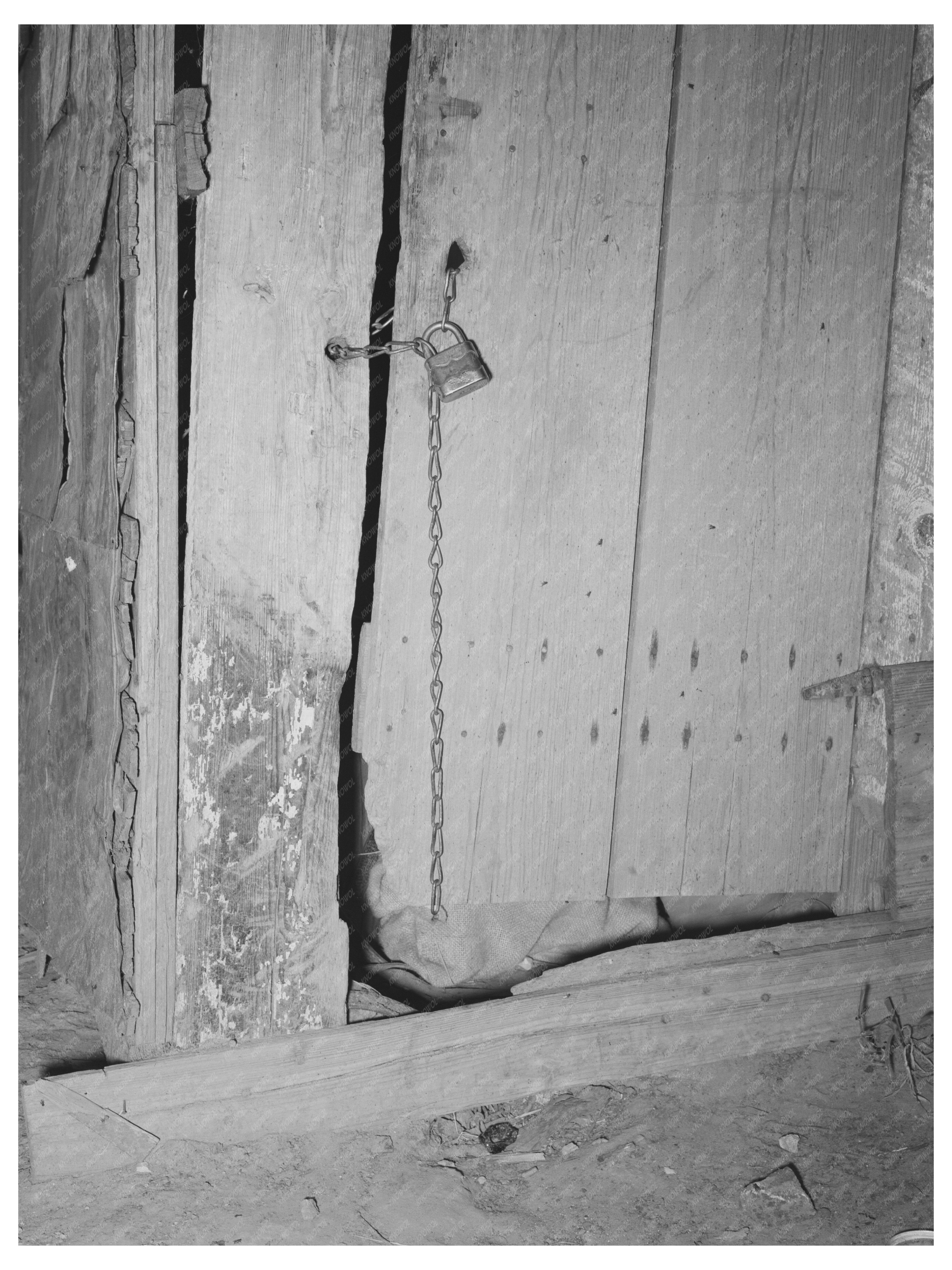 Locked Door of Shack at Mays Avenue Camp Oklahoma 1939