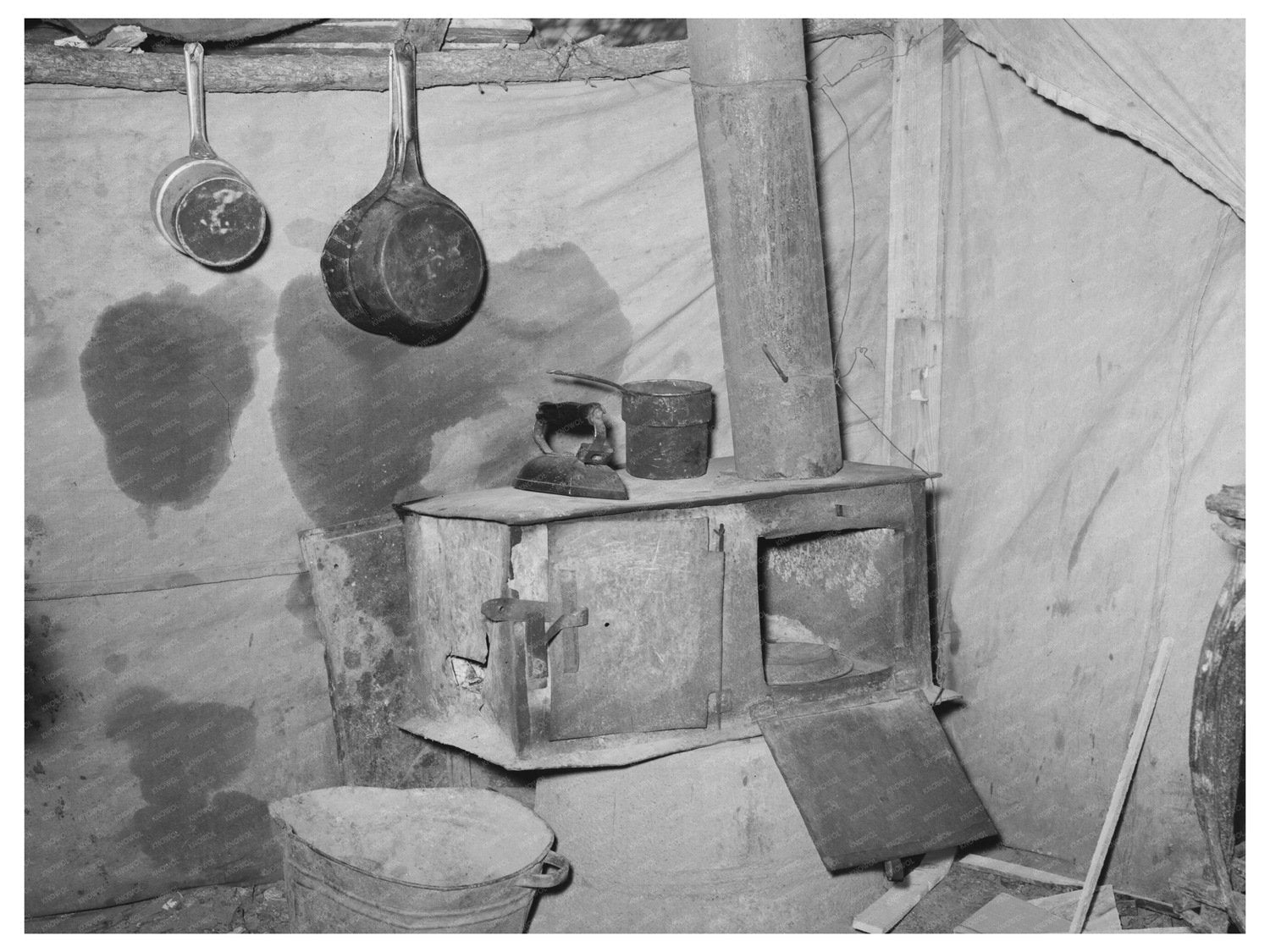 Vintage Cooking Stove in Tent Home Oklahoma City 1939