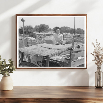 Oklahoma City 1939 Boy Unloading Crates from Oil Truck