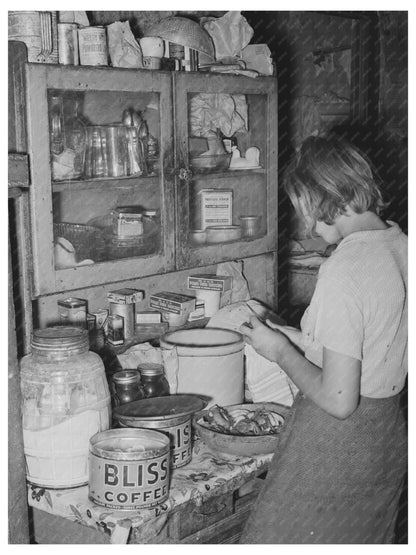 Young Girl Peeling Potatoes on Farm July 1939