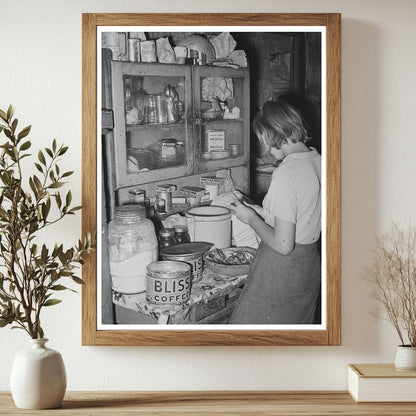 Young Girl Peeling Potatoes on Farm July 1939