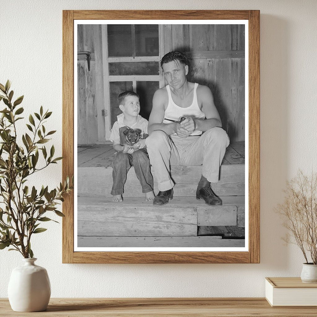 Oil Field Truck Driver and Son on Porch Seminole 1939