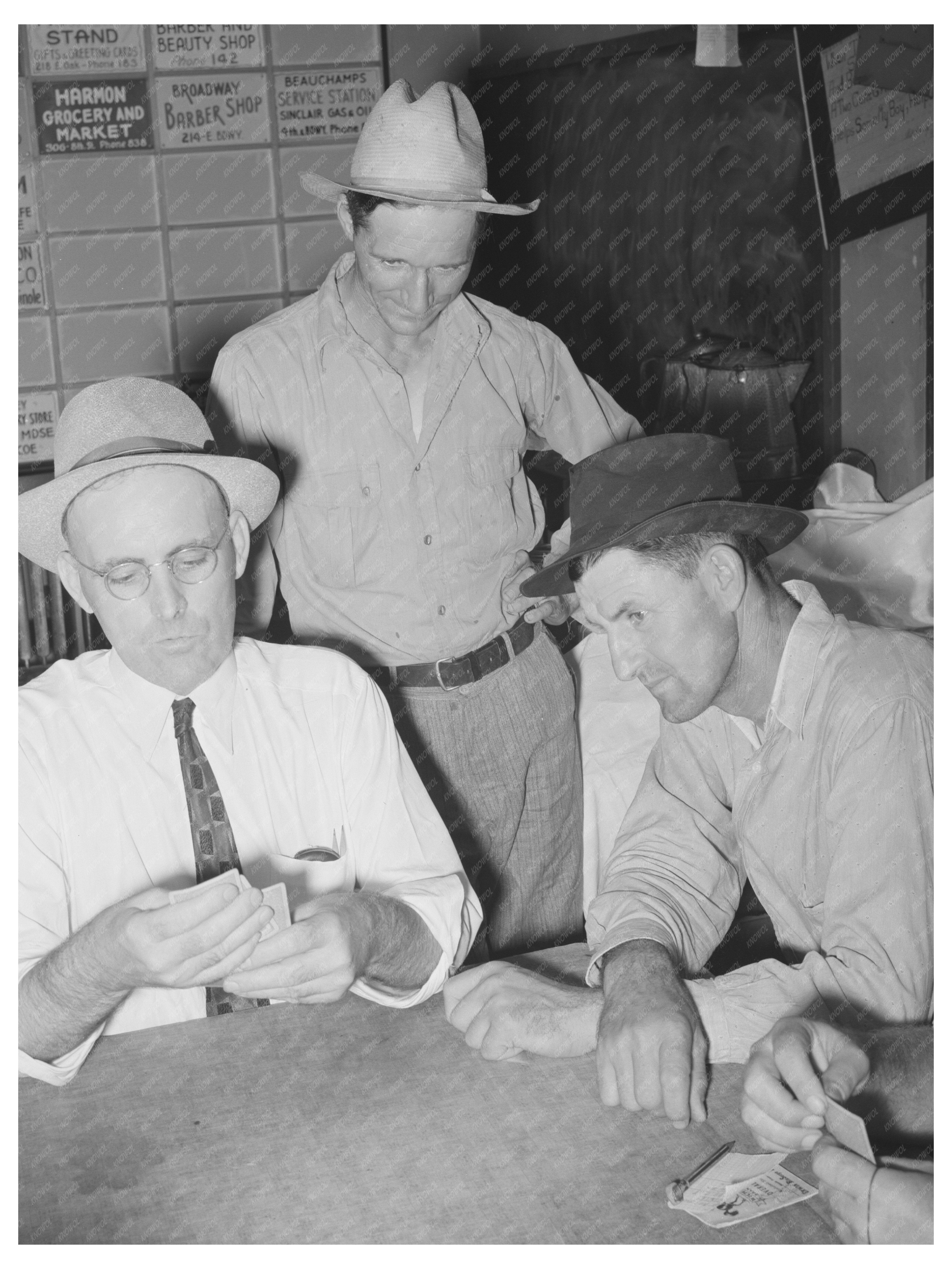 Oil Workers Playing Cards Seminole Oklahoma August 1939