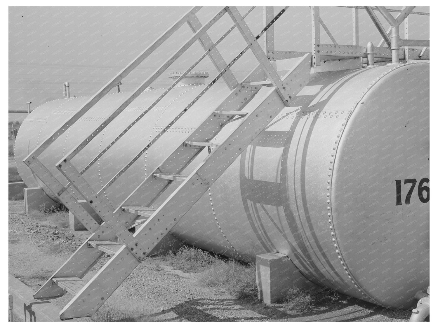 1939 Oil Refinery Storage Tank and Staircase in Oklahoma