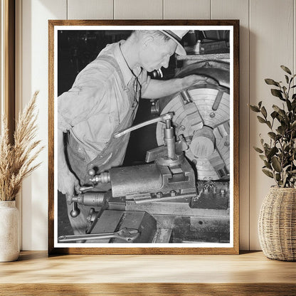 Machinist Operating Lathe in Seminole Oil Refinery 1939