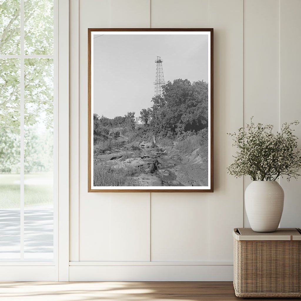 Oil Derrick and Waste Oil Stream Oklahoma City 1939