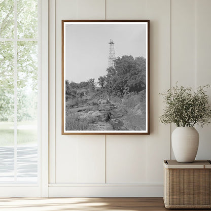 Oil Derrick and Waste Oil Stream Oklahoma City 1939