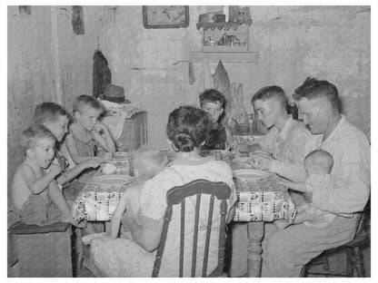 1939 Vintage Photo of Unemployed Oil Workers Family Dining