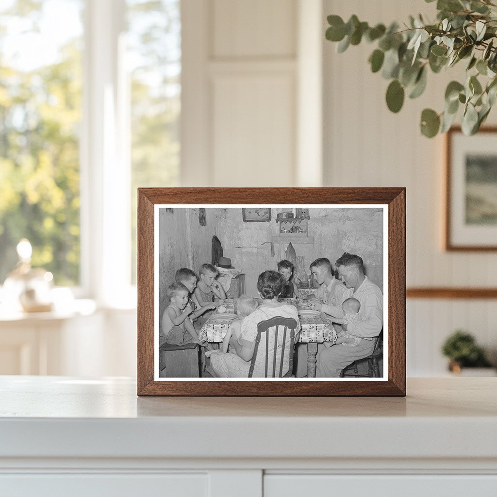 1939 Vintage Photo of Unemployed Oil Workers Family Dining