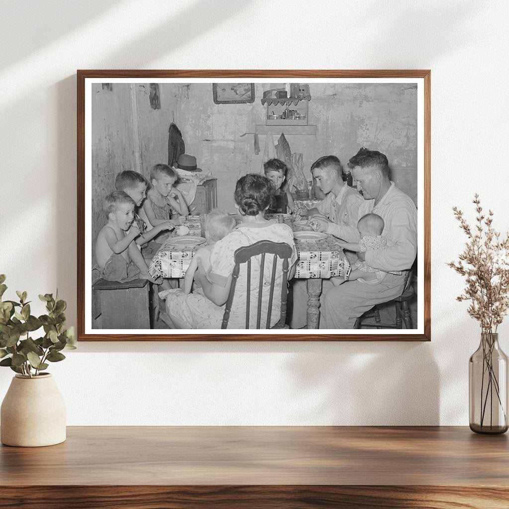 1939 Vintage Photo of Unemployed Oil Workers Family Dining