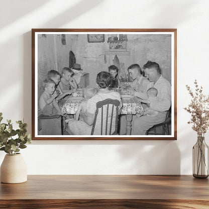 1939 Vintage Photo of Unemployed Oil Workers Family Dining