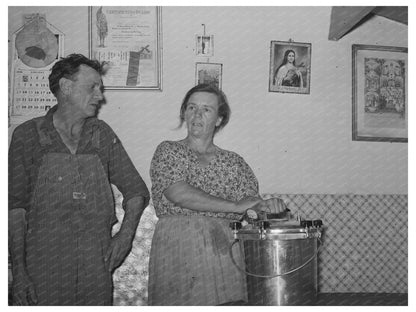 Mr and Mrs Schoenfeldt with Pressure Cooker Kansas 1944