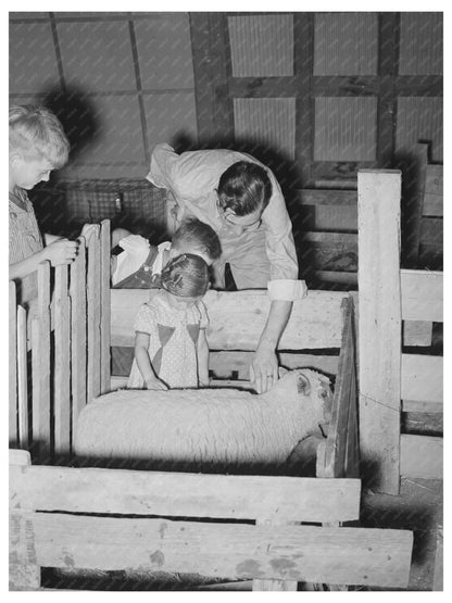 Farmer and Children with Lamb at 4-H Fair Kansas 1939