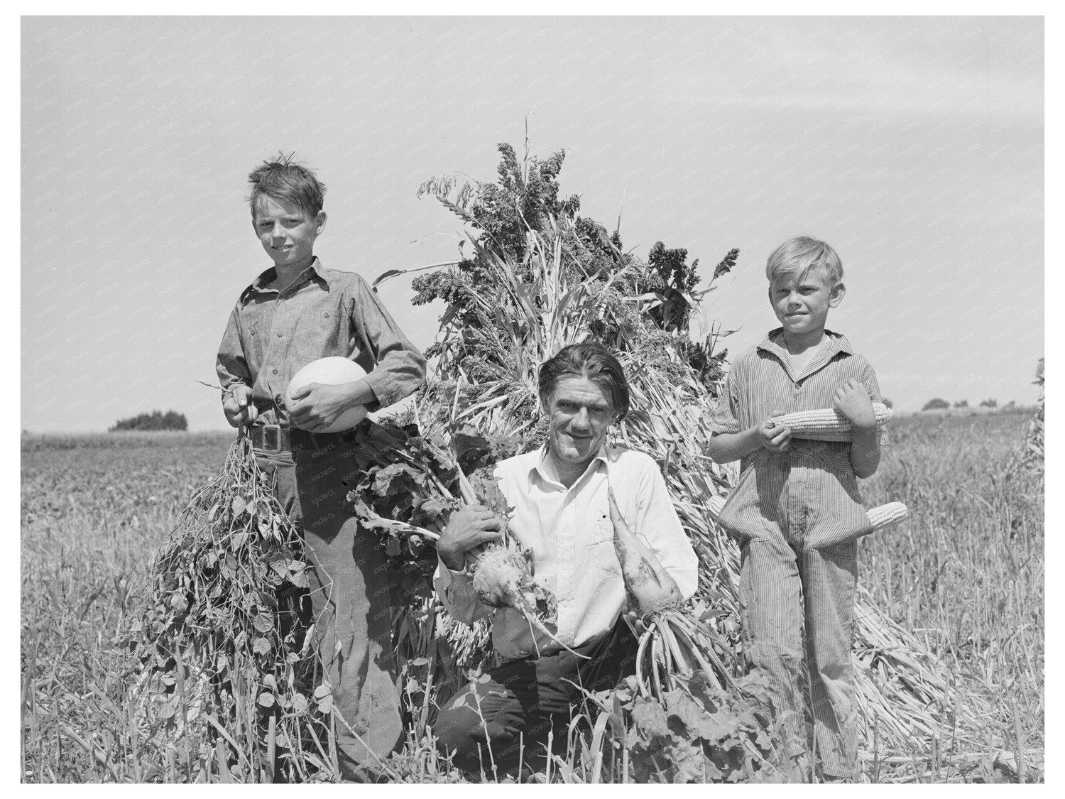 Ernest W. Kirk Jr. with Sons on Colorado Farm 1939